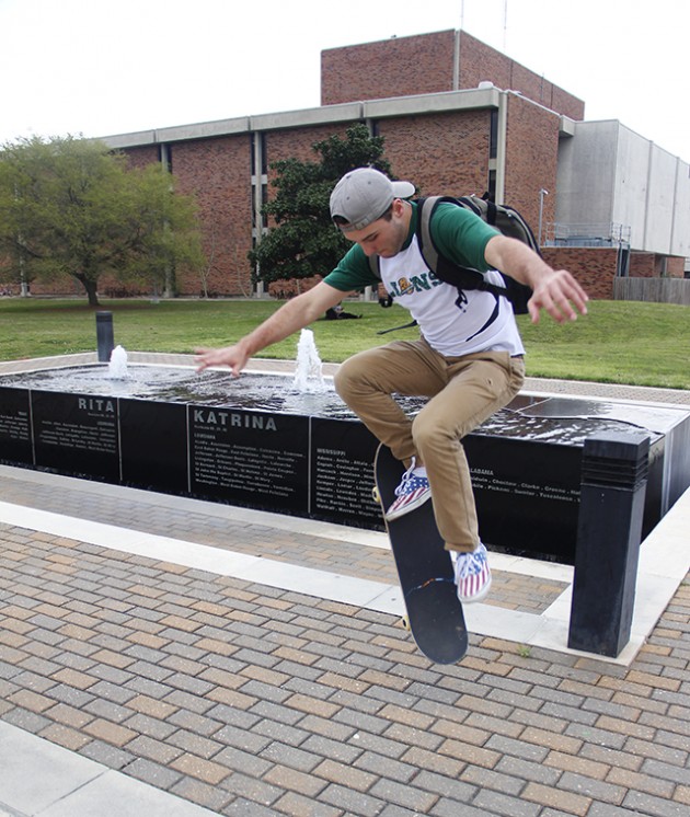Student policy does not allow skateboard tricks on campus