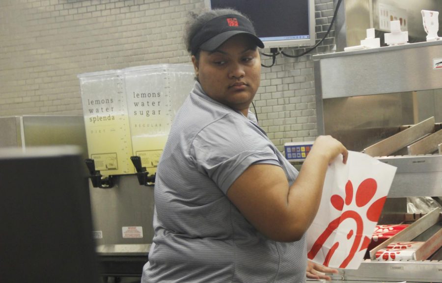 Breana Sterling, a junior nursing major, stays determined in managing her studies while also working at Chick-fil-A. 