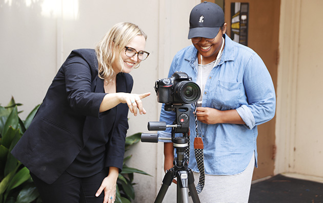 Instructor of  Photography Lily Brooks teaches photography to Tiranee Moody, a junior art major. Brooks started teaching at the university in 2015. 