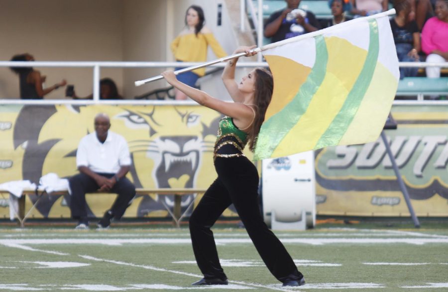 Members+of+the+%E2%80%9CSpirit+of+the+Southland%E2%80%9D+color+guard+perform+at+home+football+games+in+the+Strawberry+Stadium.+Other+performances+include+Lionpawlooza+at+%E2%80%9CHot+August+Night%E2%80%9D+and+%E2%80%9CStrawberry+Jam.%E2%80%9D+