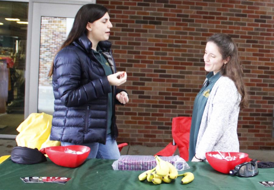 In recognition of National Condom Day, the University Health Center and Student Outreach and Advocacy Representatives set up a table in the Student Union Breezeway. Students could play a game and learn more about safe sex techniques. 