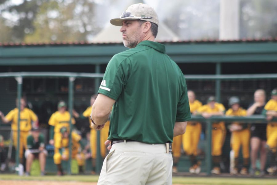 Rick+Fremin%2C+softball+head+coach%2C+brought+the+Lady+Lions+from+12th+place+in+the+Southland+Conference+to+tied+for+second+place+between+his+first+season+as+the+head+coach+and+last+season.+He+coaches+his+players+to+be+tough+and+aggressive+on+the+field.+