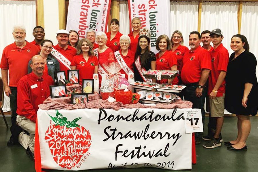 Strawberry+Festival+royalty+and+representatives+pose+for+a+picture+.+The+2019+Ponchatoula+Strawberry+Festival%2C+scheduled+to+run+from+April+12-14%2C+will+be+held+at+the+Memorial+Park.+