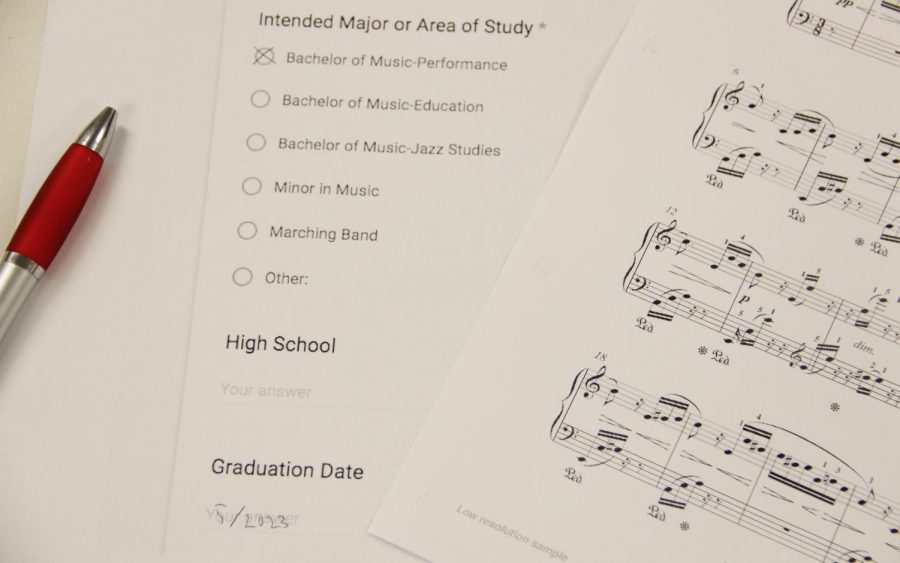 In music, students must audition to enter the department. This audition also counts as the students’ scholarship application. 