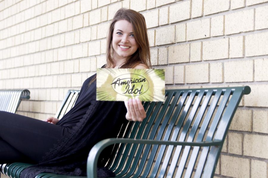 Ashton Gill, a sophomore nursing major, shows off her Golden Ticket from American Idol. Gill auditioned with the to-be title winner Laine Hardy and advanced to Hollywood with her singing skills. 