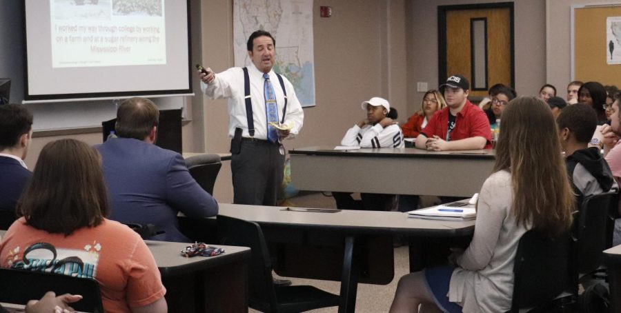 David Faucheux, instructor of management and business administration, talks to students about expanding professional skills at a seminar earlier this year. Southeastern Education majors will have the opportunity to gain practical experience similar to this in the classroom through residency programs. 