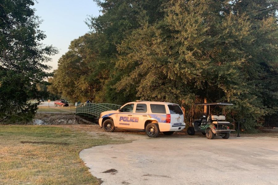 Officers with both the University and Hammond Police Departments block entrances to North Oak Park Tuesday, October 1, 2019. Park visitors were quickly evacuated after an altercation between non-students erupted into gunfire.