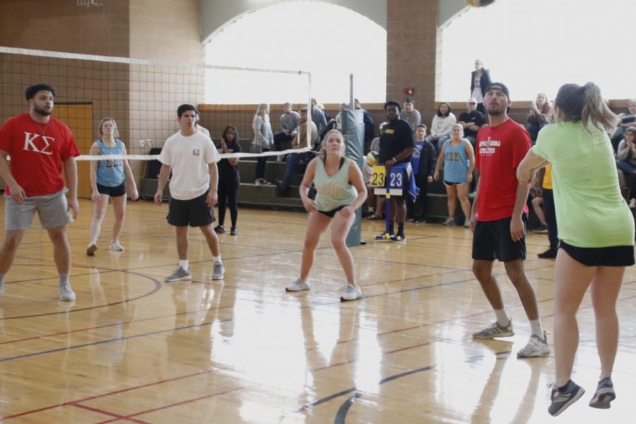 Volleyball was the first Greek Week sport to take place last semester. Greek organizations partenered up in teams and competed through various activities. 