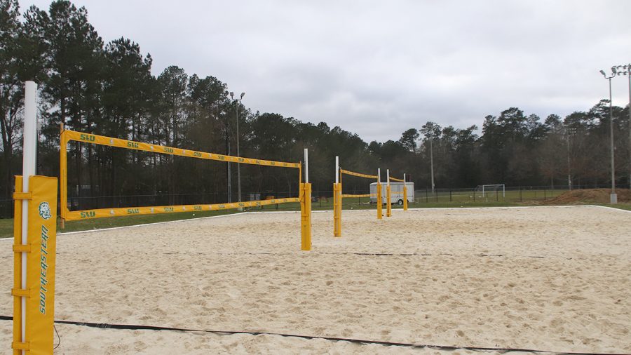 The new beach volleyball complex features three courts, along with a berm for spectators to watch from. The complex will also host the Lion Up Beach Bash on March 20. 