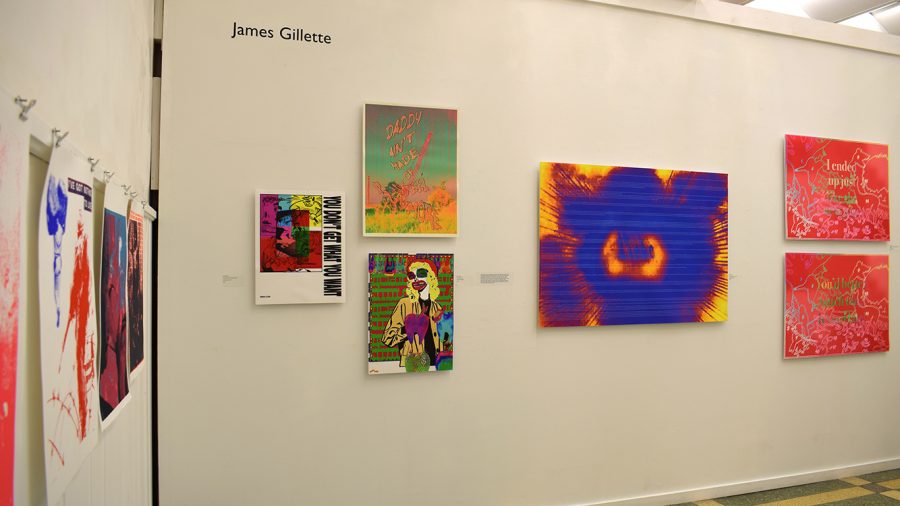 University+alumnus+James+Gillette+displayed+his+art+in+the+2020+Senior+Exhibition%2C+along+with+the+works+of+Timothy+Johnson+and+Belinda+Flores-Shinshilla.+Nine+graduates+currently+have+their+work+on+display+in+the+gallery+through+Sept.+29.+