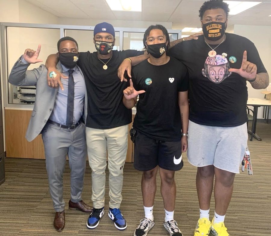Dr. Gabe Willis, Dean of Students, “caught” @therealmarr5, @ccurryy_ and @tre.7k wearing their masks correctly and posted them #ProtectingThePride on Instagram. 