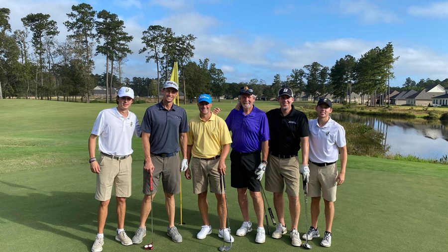 Participants in the Fightin’ Lions Golf Shamble pose at the Carter Plantation Golf Course in Springfield, La. The event raised over $11,000 for the university golf team.