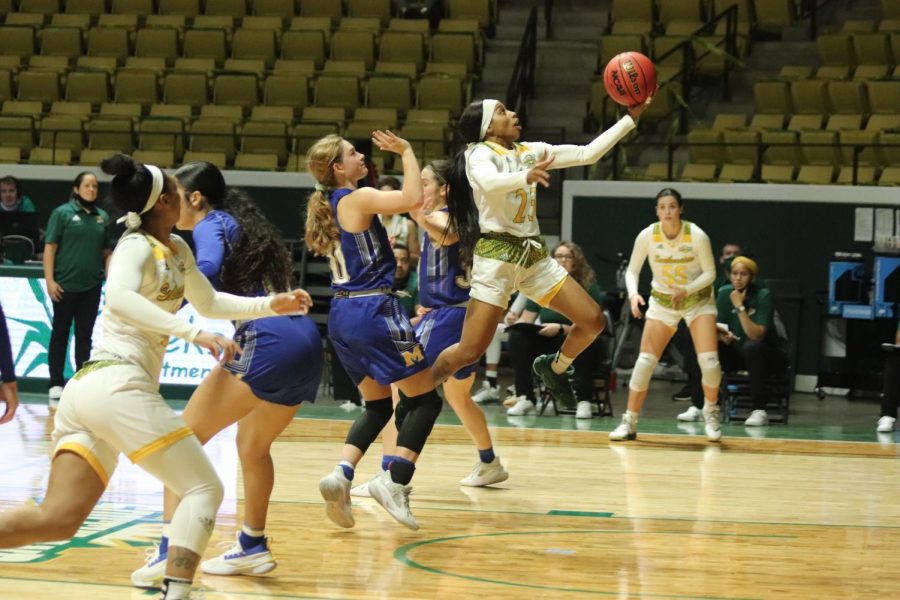 Breonca Ducksworth totaled 14 points in the loss to McNeese State University. Ducksworth is a transfer guard from Jones Community College in Mississippi. 