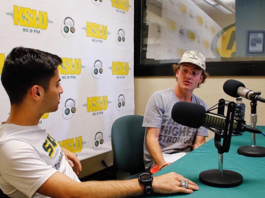 Adam Cortez, left, and Shea Foster, right, go live with CrunchTime Sports every Tuesday at 7 p.m. on KSLU 90.9.  
 According to the two athletes, co-hosting a radio show has only made their friendship grow stronger.