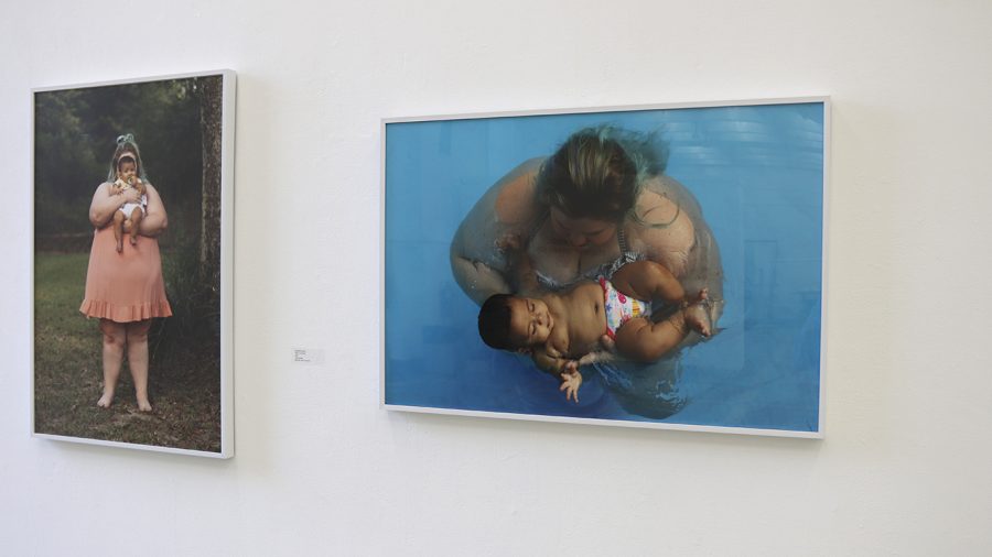Senior art student Gabrielle Barnetts photo collection, titled Motherhood, is currently on display in the Contemporary Art Gallery. Several of her photos feature herself with her child, Georgia. The 2021 Juried Student Exhibition is available for viewing in the gallery until March 31.
