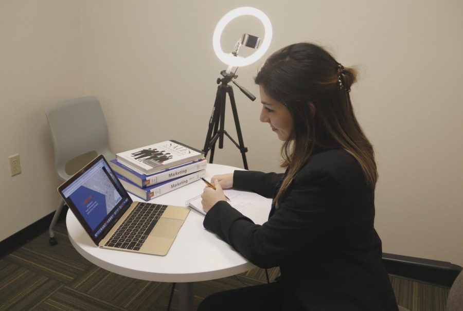 Junior marketing major Emily Browning prepares for the universitys Professional Sales Competition on Feb. 12, 2021. Senior Jenna Pecot won first place, and Browning received first runner-up. The universitys marketing program was recently ranked second in the state.