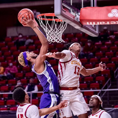 As a Kansas State Wildcat, center Antonio Gordon goes for a shot against the Iowa State Cyclones. A native of Lawton, Okla., Gordon signed on for Southeasterns mens basketball team for next season. 