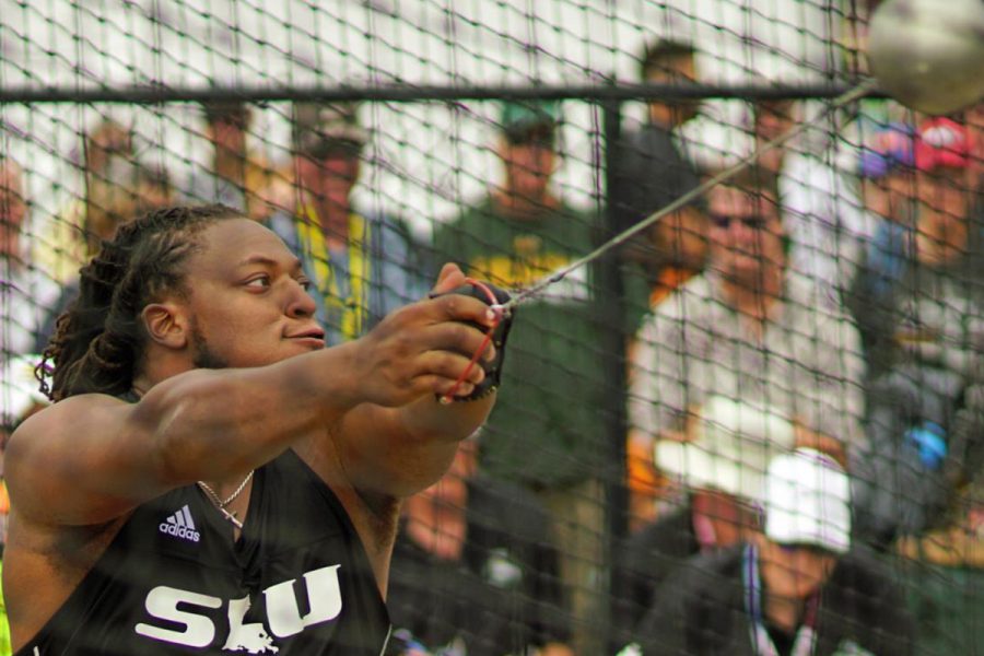 Alex Young winds-up to throw in 2016 Track and Field meet during his time at Southeastern. In August, Young will set his sights on the gold medal after just missing the games in 2016. 
