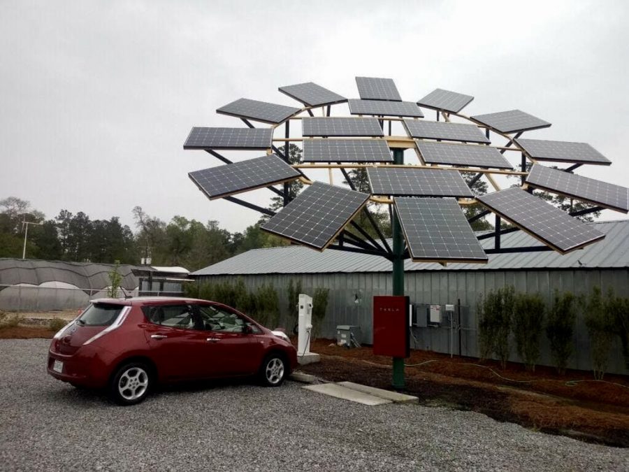 Electric+car+charging+stations+are+located+in+two+places+on+North+Campus.+One+station+is+by+Oak+Village%2C+and+the+other+is+inside+the+Sustainability+Center.+The+center+is+waiting+for+more+information+before+planting+new+stations+on+campus.