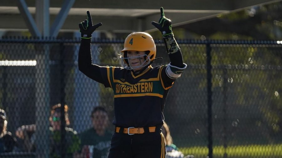Sophomore infielder Lexi Johnson gives a Lion Up during the exhibition softball game against Northwest Florida State Sept. 24, 2021. 