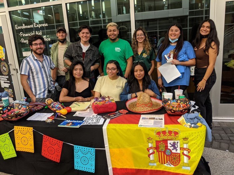 The Spanish Club talks to students about cultural knowledge with their booth at the Day in the Park event that took place on Sept. 30. Top left to right: Zachary McCray, Bryant Paul Fontenot, Ruben Pereyra, Juan Castro, Sharon Ortiz, Teresa Huerta, Emily Petit. Bottom left To right: Kathery Esqueda, Zaira Martinez and Vanessa Hernandez. 