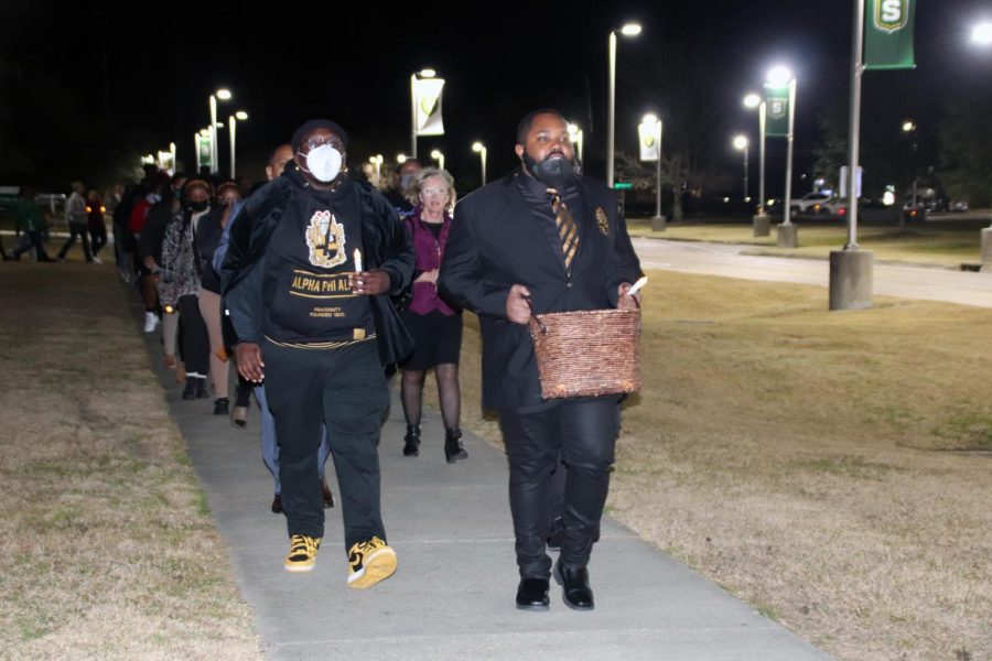 Members of the Hammond community joined the Kappa Phi Alpha Fraternity in marching in remembrance of Martin Luther King Jr. on Jan 31. 