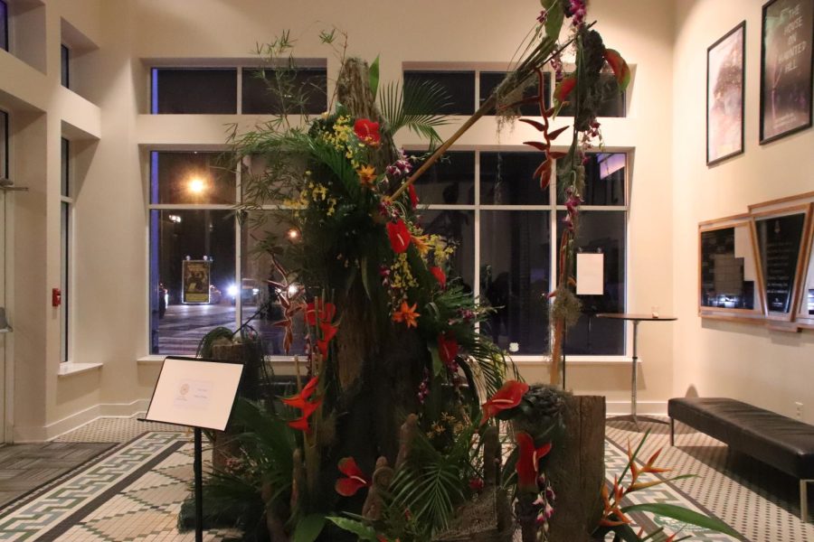 A piece of floral art that was in display in the Columbia Theatre's lobby during the Patron Party. The Patron Party took place April 1 at the Columbia around 6 p.m.