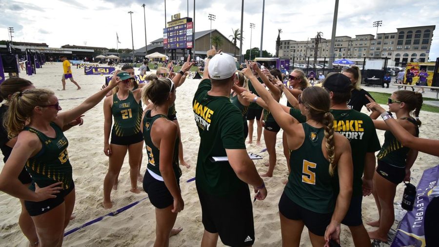 Beach Volleyball getting ready for their April 16 matchup vs LSU in Baton Rouge