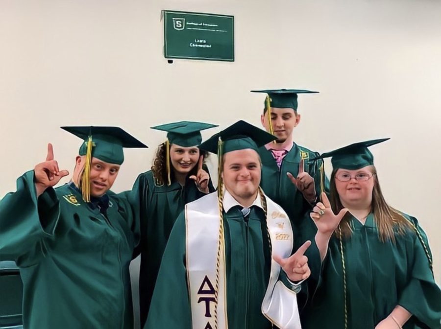 Aaron Rhode, Haley Jones, Christopher Ballard, Thomas Martino and Deaven Hathcox prepare for graduation from the Lions Connected program.