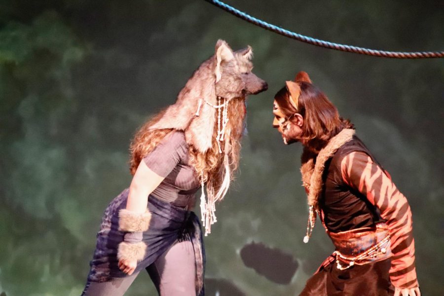 Akela and Shere Khan glare and snarl at each other during the preview night showing for the Columbia Theater's "The Jungle Book." Nov. 11, 2022. 