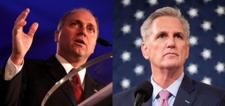 (from the left) Rep. Steve Scalise (R-La.), front-runner for Speaker of the House and Rep. Kevin McCarthy (R-Calif.), former Speaker.