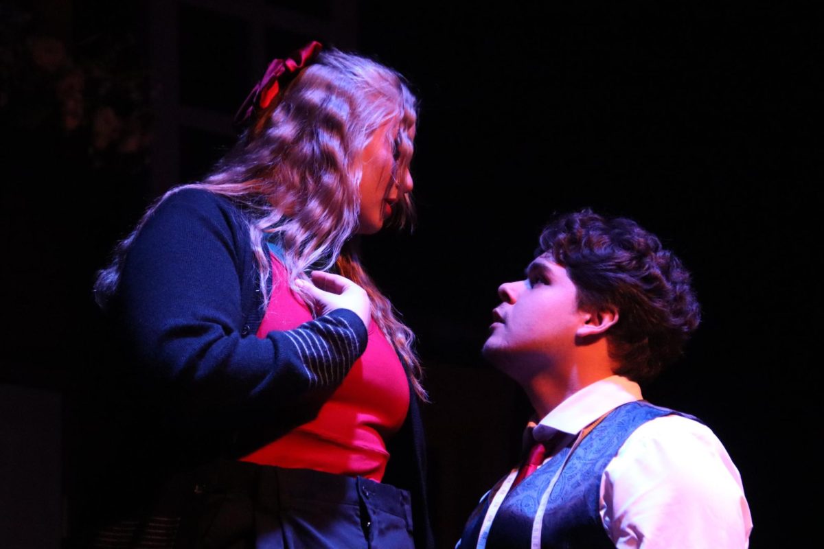 Southeastern theatres Lauren Price and Miguel Garcia get up close and personal as their characters Tilly and Frank during the production of Melancholy Play.