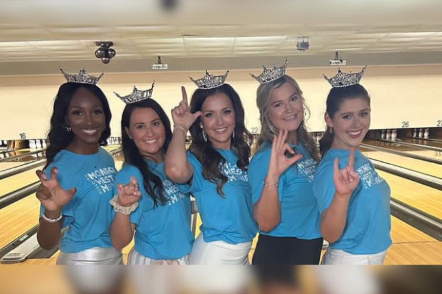 Shelby Bordelon Miss Southeastern 2024 (third from left), and other Miss Louisiana contestants at the Bayou Bowl event in Monroe, La. 