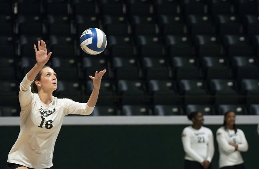 Redshirt sophomore outside hitter Lily Morgan starts the possession with a serve. (Oct. 12, 2024 - Hammond)