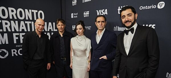 Sean Baker and the cast of his 2024 film "Anora" appear at the 2024 Toronto International Film Festival. From left: Yuriy Borisov, Sean Baker, Mikey Madison, Karren Karagulian and Vache Tovmasyan.