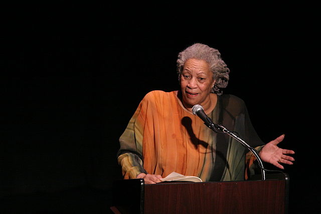 Writer Toni Morrison speaks at a tribute to writer Chinua Achebe at a town hall in New York City. (Feb. 26, 2008)