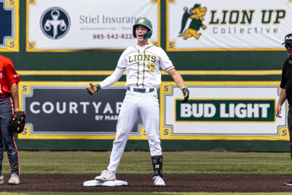 Senior shortstop TJ Salvaggio hit a double toward left field and celebrated on second base.