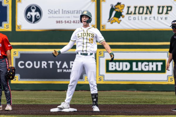Senior shortstop TJ Salvaggio hit a double toward left field and celebrated on second base.