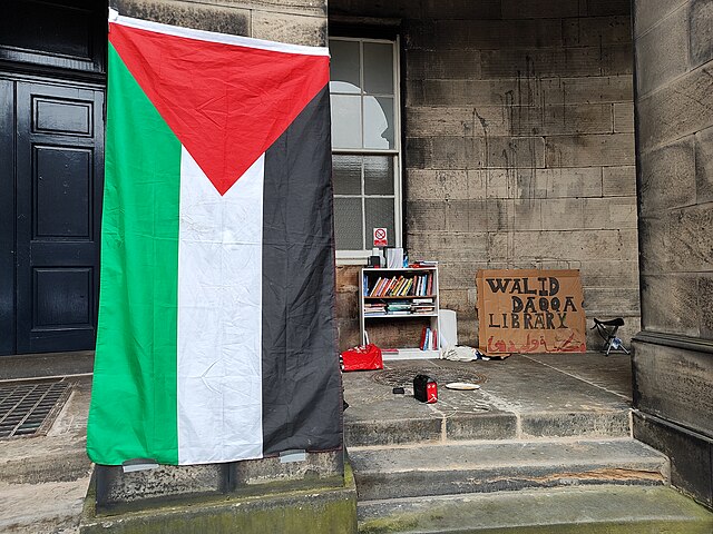 A pro-Palestine encampment was set up  at the University of Edinburgh in Scotland.