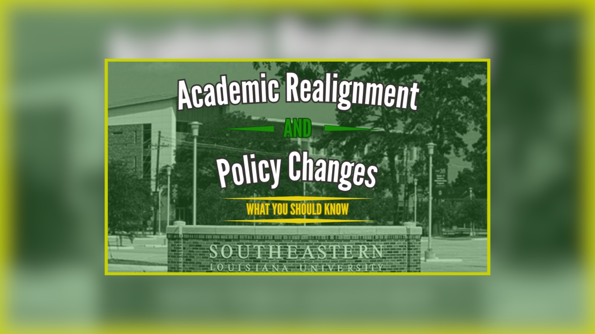 the words academic realignment and policy changes on a poster